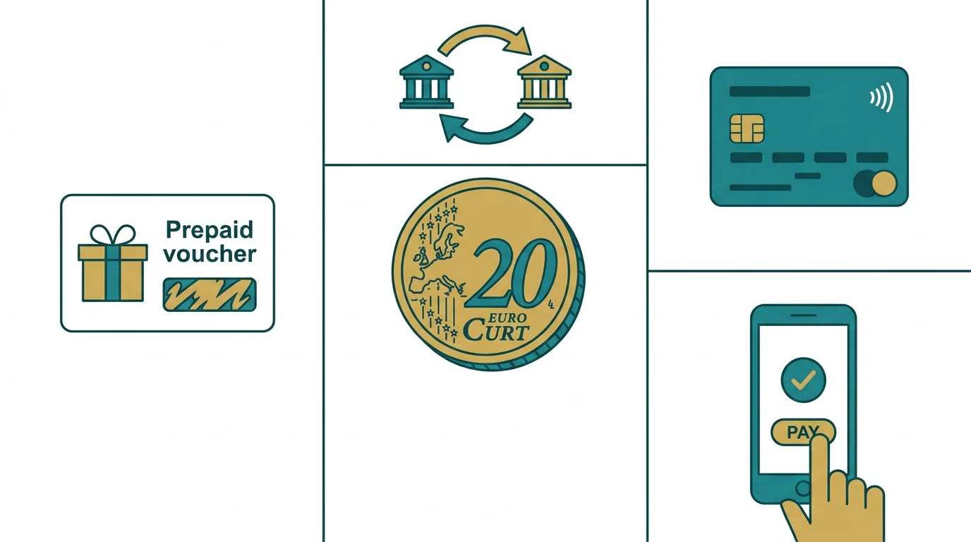 Bei zwanzig Euro sind alle gängigen Zahlwege verfügbar, von paysafecard bis Banküberweisung