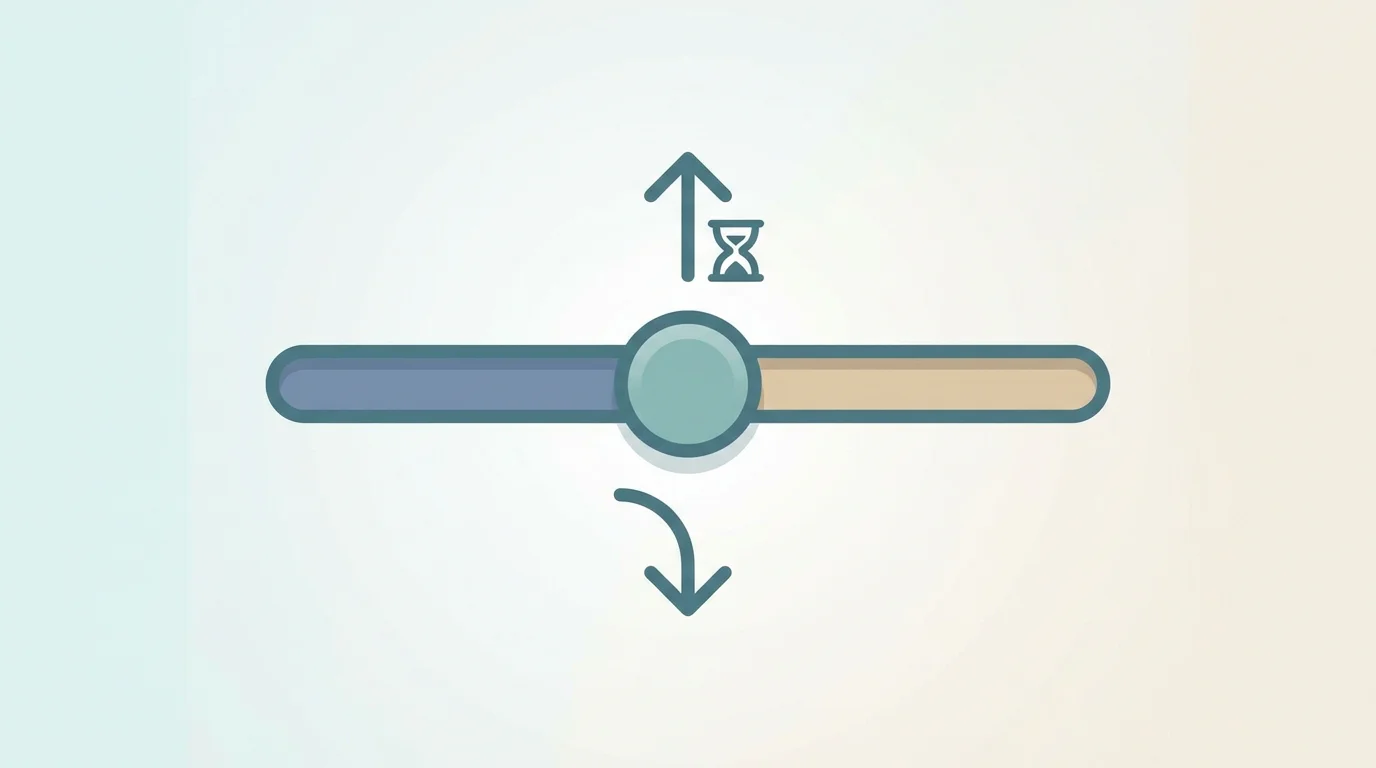 Illustration eines Reglers mit zwei Richtungen: leicht nach unten, kontrolliert nach oben mit Wartesymbol