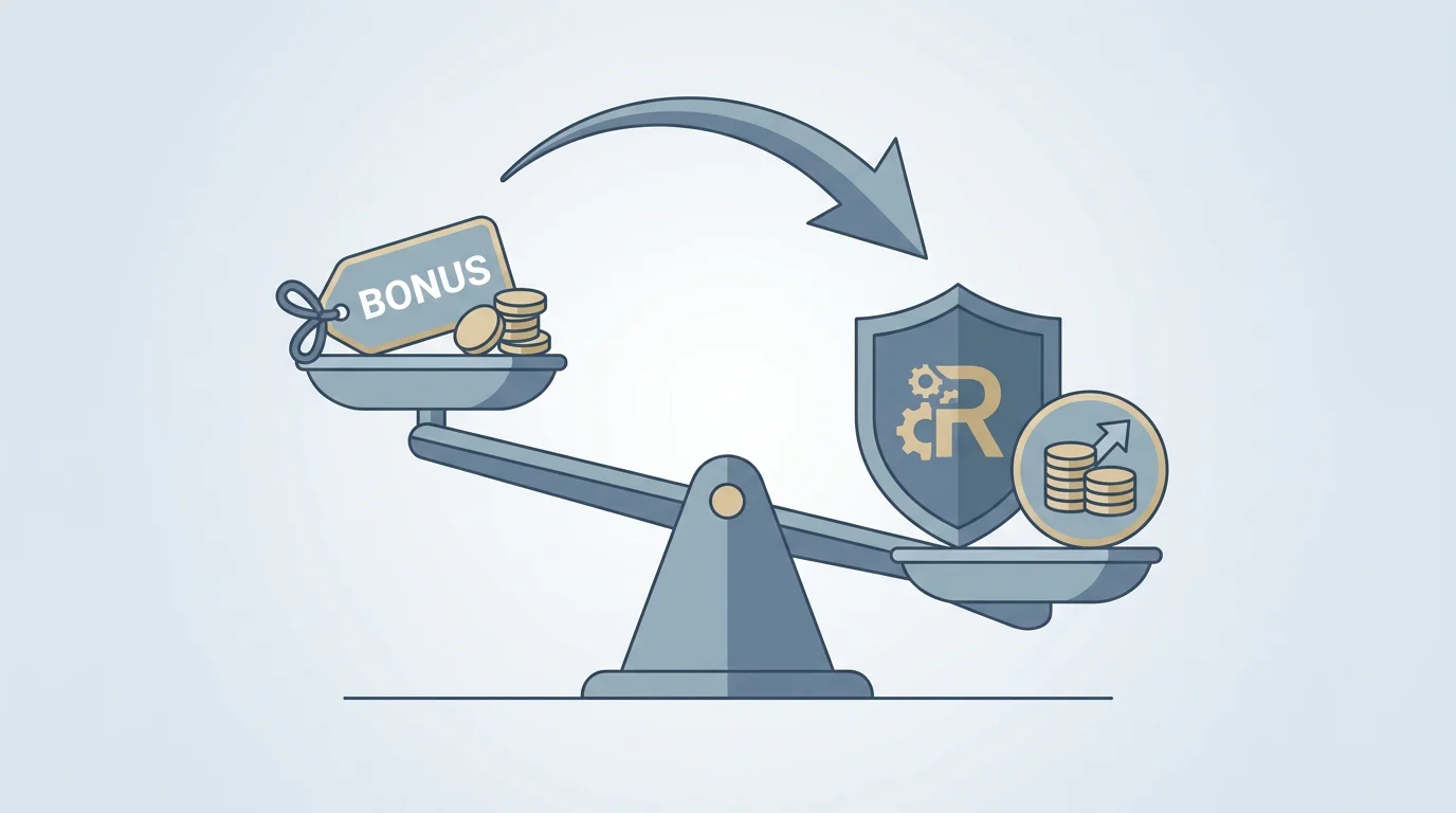 Darstellung der Umdeutung von bestes Casino: nicht groesster Bonus und meiste Coins, sondern zuverlaessige Auszahlung, echte Aufsicht und geringste Fallhoehe im Streitfall