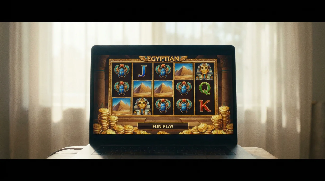 Bildschirm mit Book-of-Ra-Demo und virtuellem Spielgeld ohne echten Einsatz