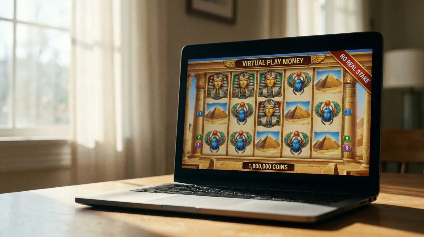 Bildschirm mit Legacy-of-Dead-Demo und virtuellem Spielgeld ohne echten Einsatz