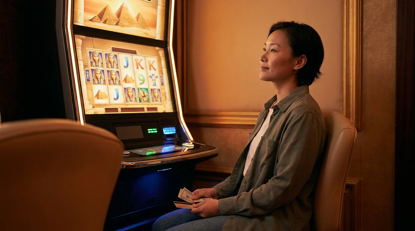 Zufriedener Spieler mit festem Budget vor dem Legacy-of-Dead-Slot als Symbol bewussten Spielens