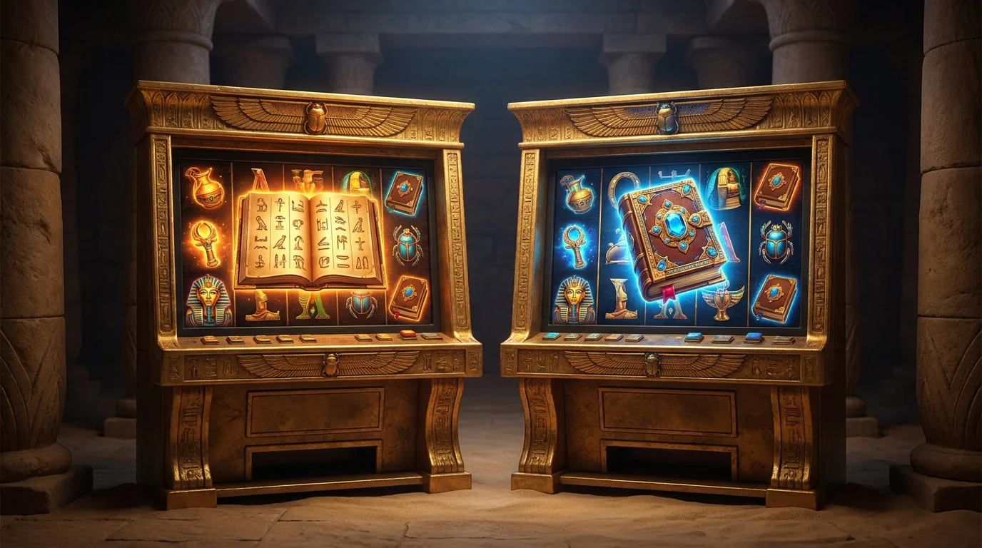 Legacy of Dead und Book of Dead nebeneinander im direkten Vergleich zweier aegyptischer Slots