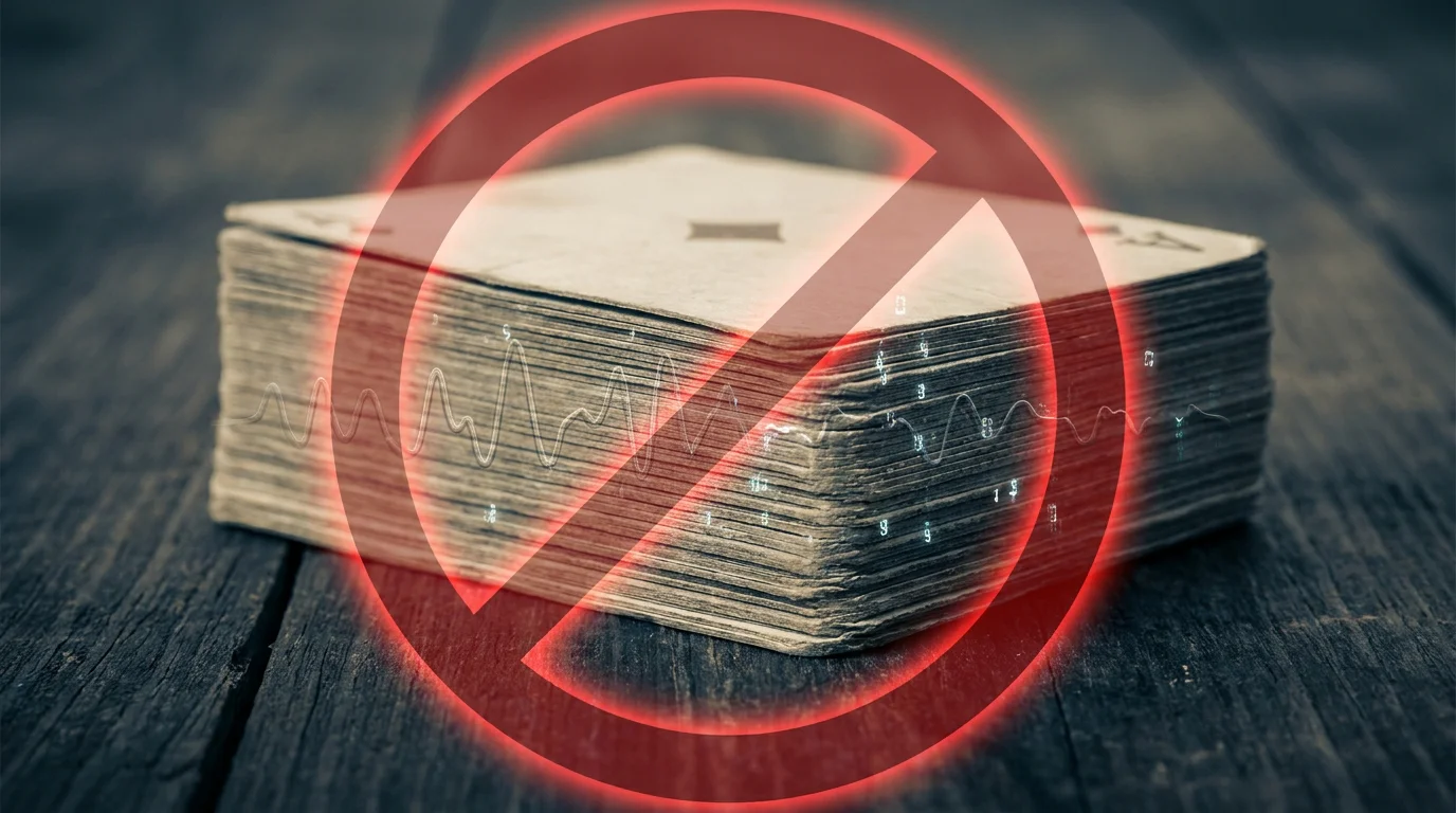 Ein durchgestrichenes Symbol des Kartenzählens über einem Online-Blackjack-Tisch als Zeichen, dass es online nicht funktioniert