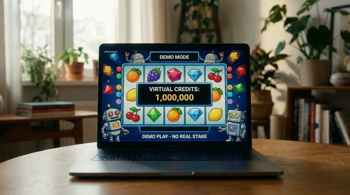Bildschirm mit Merkur-Slot-Demo und virtuellem Spielgeld ohne echten Einsatz