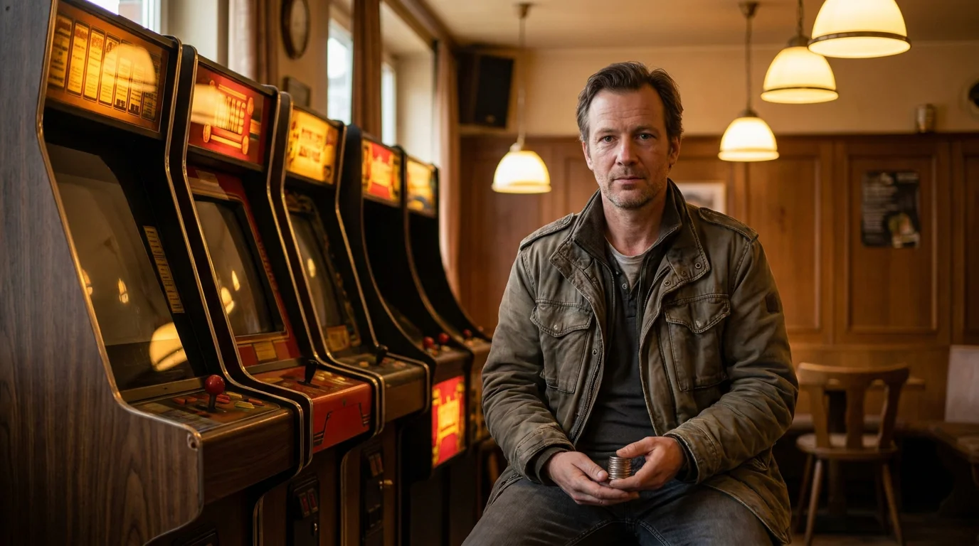 Zufriedener Spieler mit festem Budget vor Merkur-Slots als Symbol bewussten Spielens