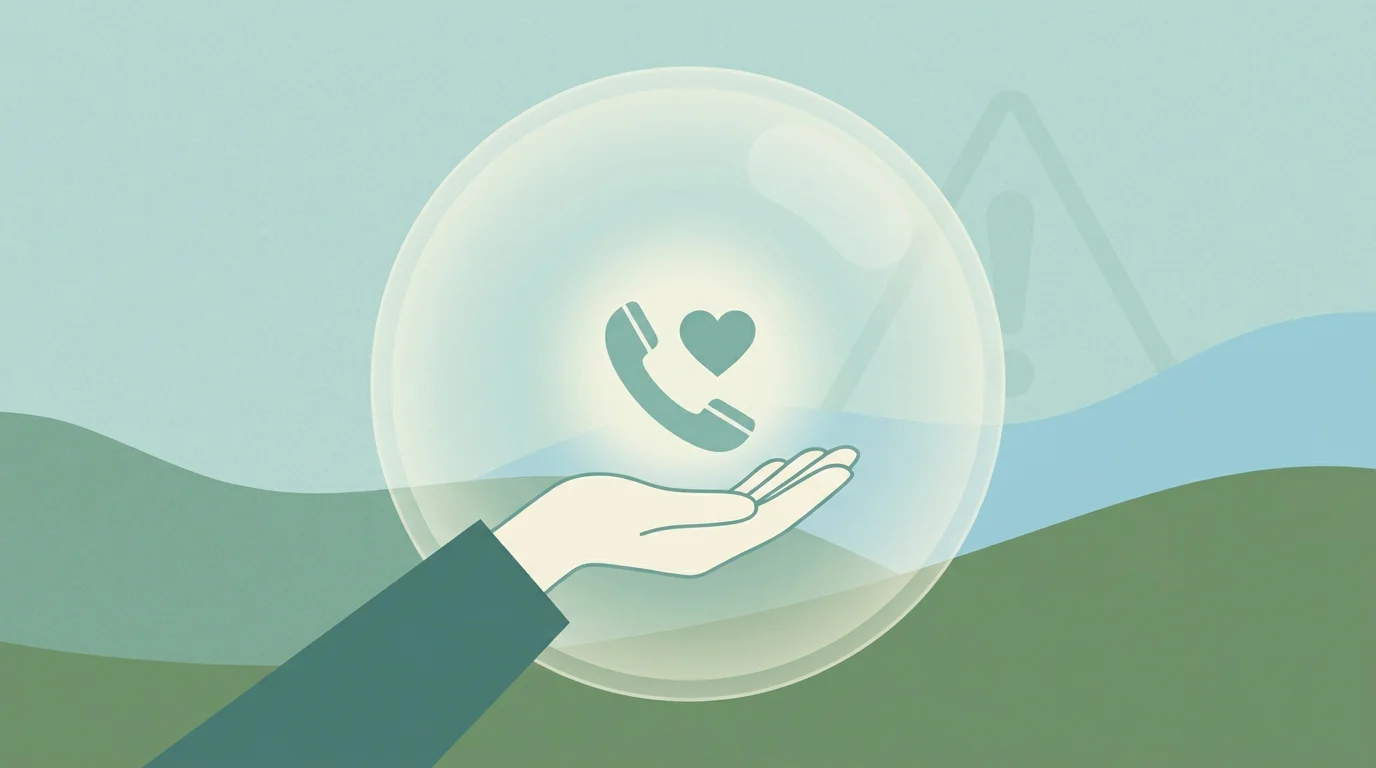 Sinnbild fuer verantwortungsvolles Spiel: eine schuetzende Hand und ein Telefon-Symbol als Hinweis auf kostenlose anonyme Hilfe bei der Bundeszentrale fuer gesundheitliche Aufklaerung