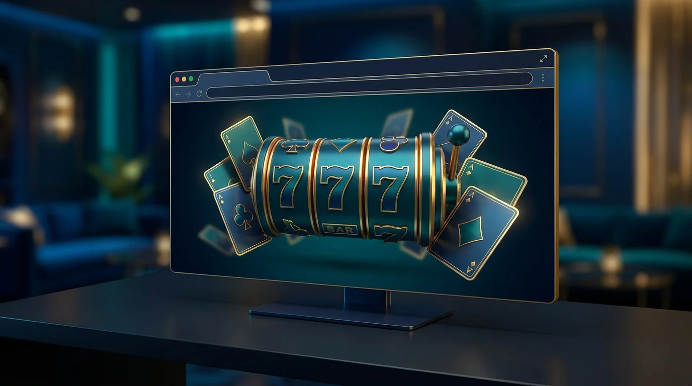 Ein Browserfenster, in dem ein Casino-Spiel direkt läuft, ohne Installationssymbol und ohne Download-Aufforderung