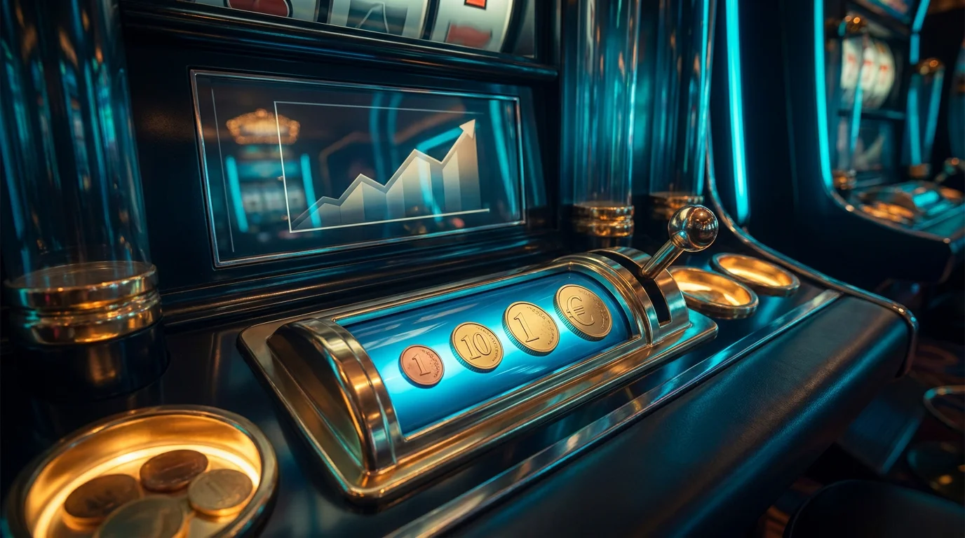 Ein Spielautomat mit einem Einsatz-Regler, der von einem Cent über zehn Cent bis zu einem Euro reicht