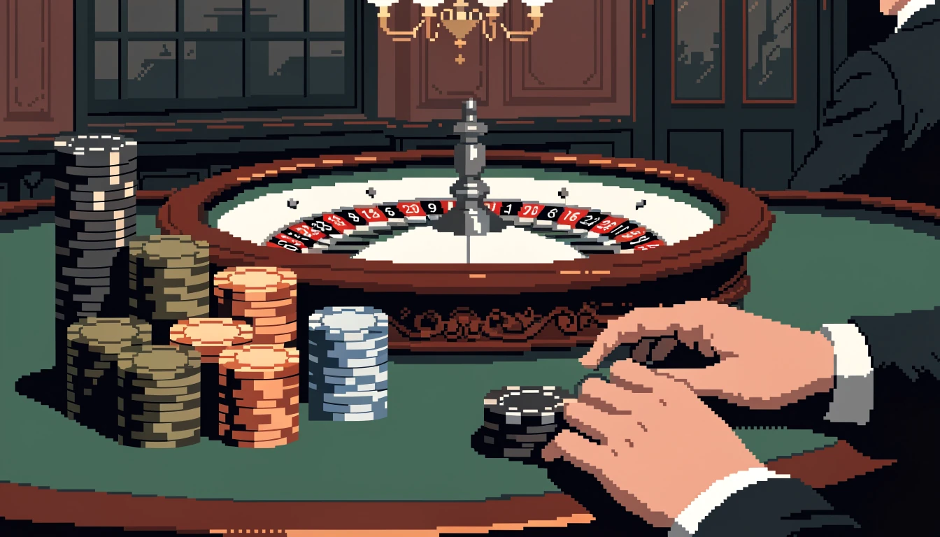 Roulette-Tisch mit Chips in einer eleganten Spielbank-Atmosphäre
