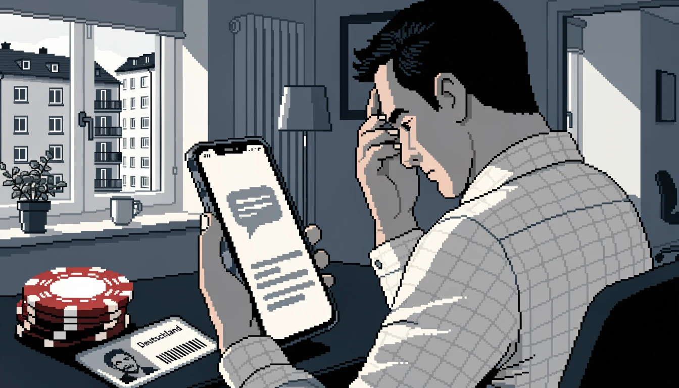 Spieler am Schreibtisch mit Smartphone und Casino-Chips