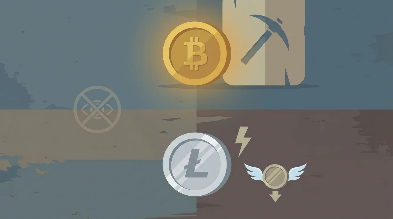Gegenueberstellung von Bitcoin als digitalem Gold und Litecoin als digitalem Silber: LTC schneller und guenstiger, aber im Casino dasselbe rechtliche Problem