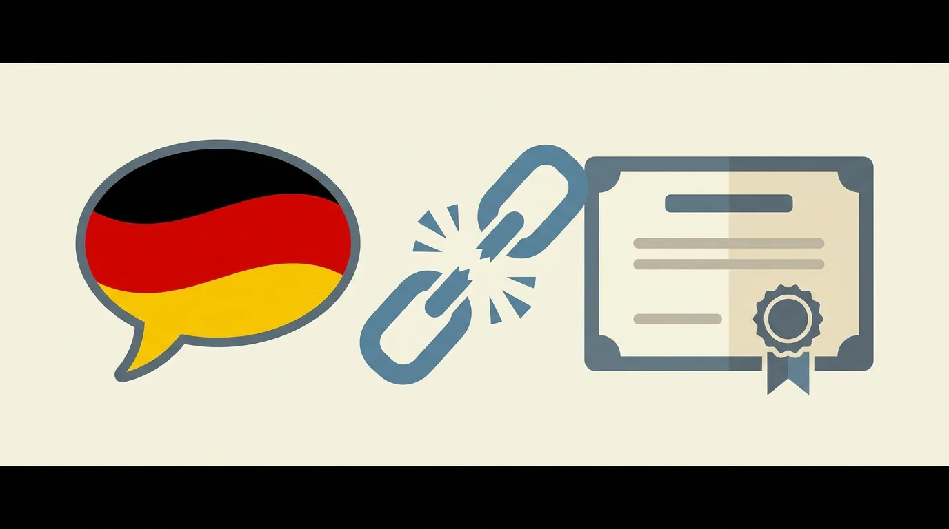 Ein deutschsprachiger Croupier am Roulettetisch, daneben ein Symbol, das Sprache und Lizenz als zwei getrennte Dinge zeigt