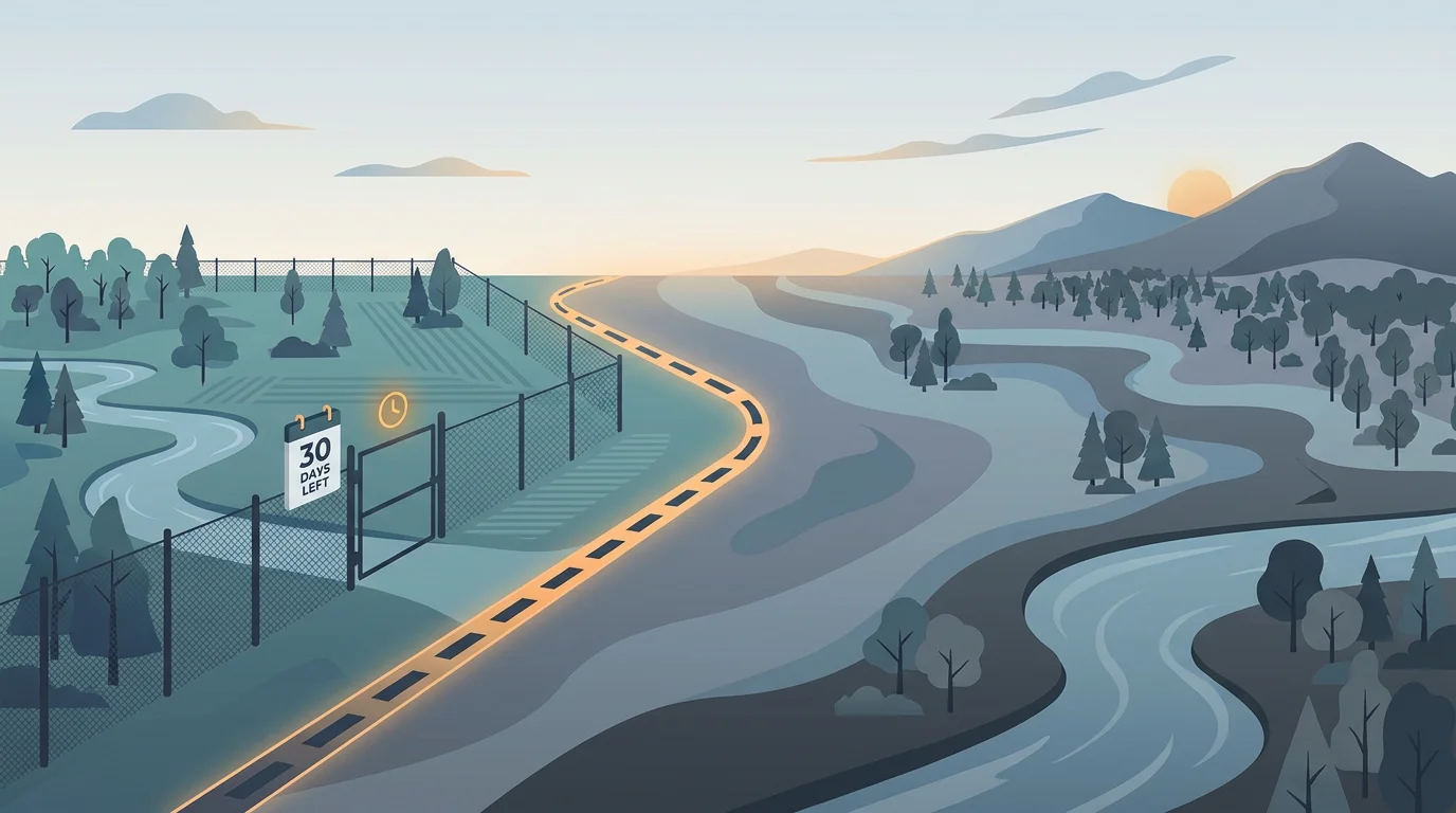 Illustration einer Grenzlinie, links ein geschützter Bereich mit Monatsgrenze, rechts offenes Gelände ohne jede Deckelung