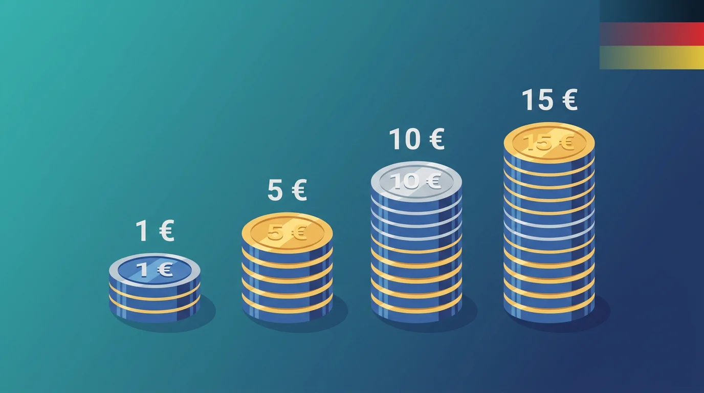 Die vier niedrigen Einzahlungsstufen ein, fünf, zehn und fünfzehn Euro im Vergleich