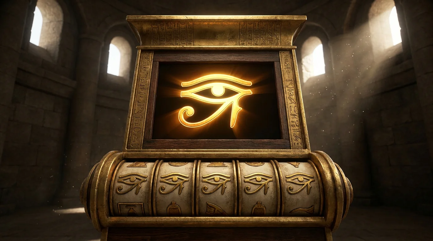 Aegyptischer Eye-of-Horus-Slot mit Horusauge als Fazit-Symbol fuer den legalen Klassiker