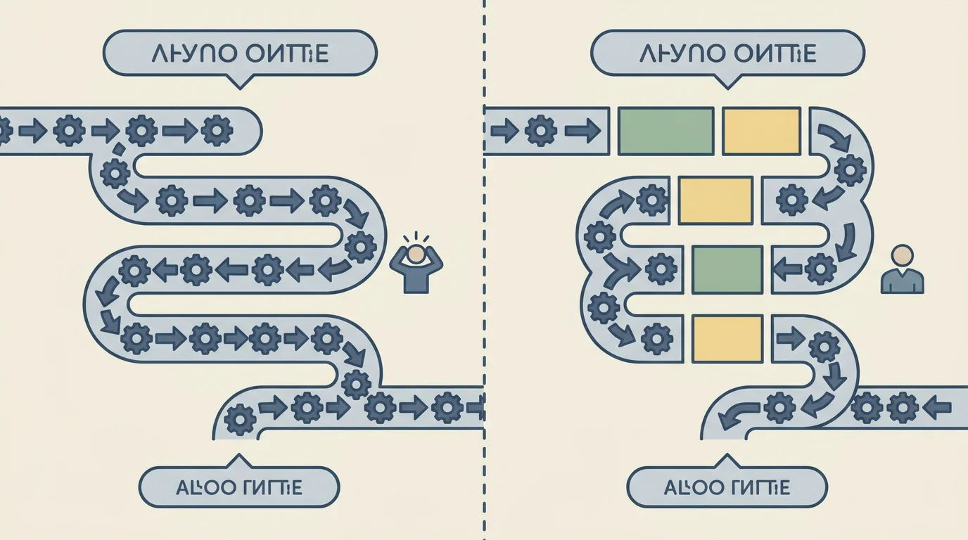 Schaubild: zwei Spielverläufe im Vergleich — pausenloses, rasendes Tempo gegenüber einem Rhythmus mit kurzen Pausen, der ruhiger und überschaubarer wirkt