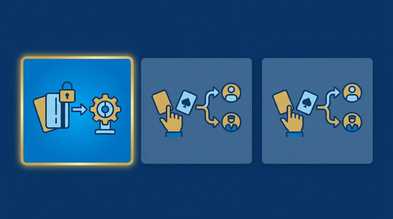 Ein Vergleich dreier Baccarat-Varianten, wobei Punto Banco als die Variante ohne Spielerentscheidung hervorgehoben ist