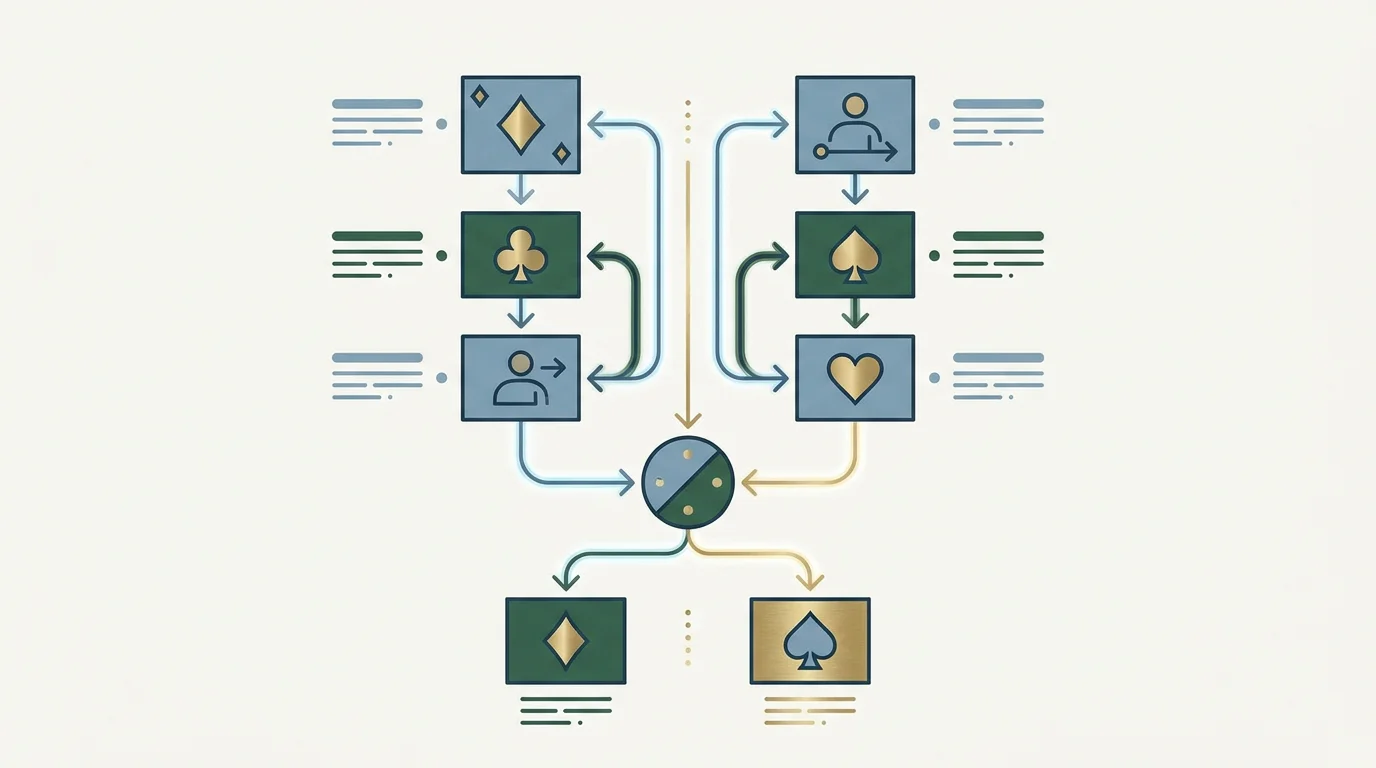 Ein schematisches Ablaufdiagramm der festen Ziehungsregel beim Punto Banco