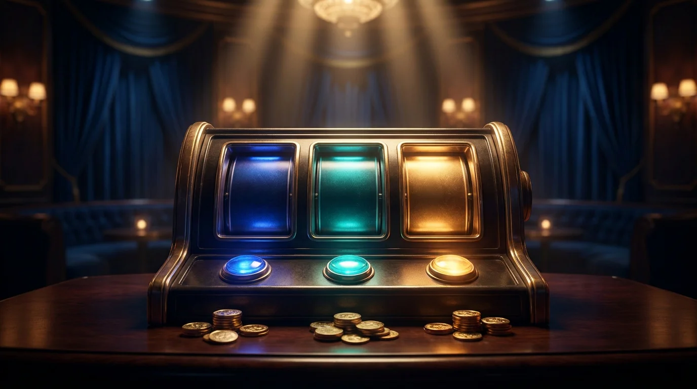 Ein Spielautomat, auf dem drei Einsatzhöhen nebeneinander leuchten: ein Cent, fünf Cent und ein Euro