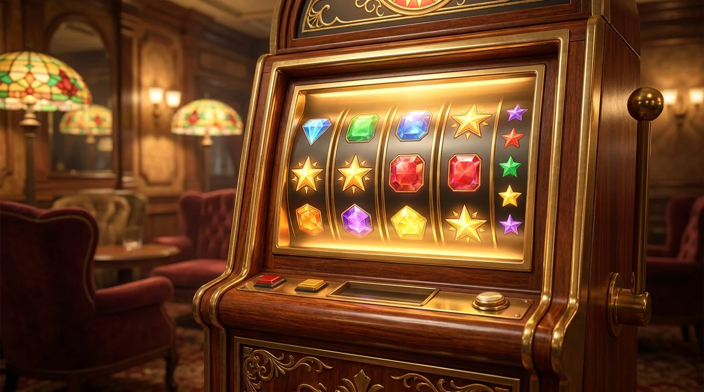Bunter Starburst-Slot mit Edelsteinen als Fazit-Symbol fuer den ruhigen legalen Klassiker